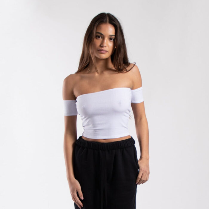 0891 - Women's Off Shoulder Cropped Tee - Image 13