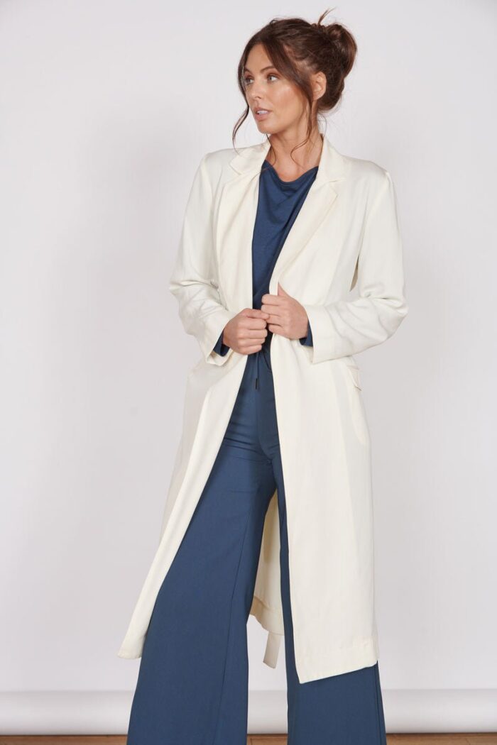 Dali Cream Longline Lightweight Coat - Image 5