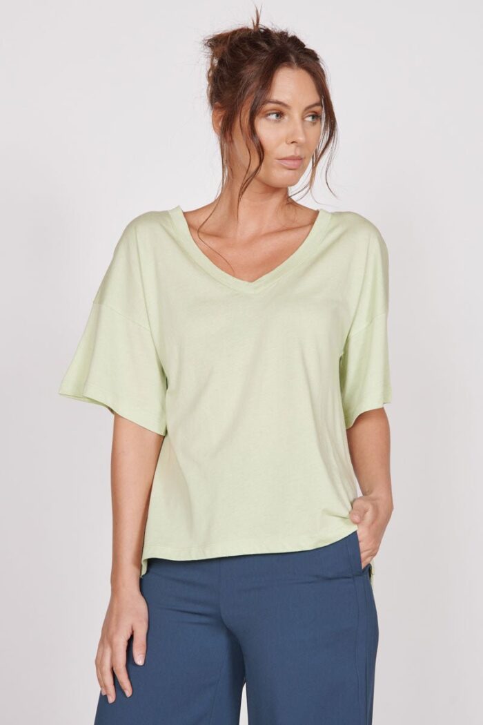 Ella Green Over Sized V Neck T-Shirt - Image 2