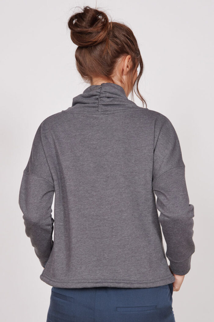 Evelyn Grey Marl Cowl Neck Pullover Top - Image 4