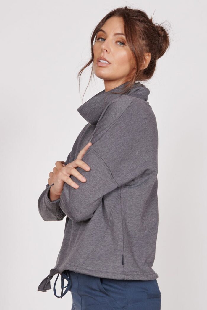 Evelyn Grey Marl Cowl Neck Pullover Top - Image 2
