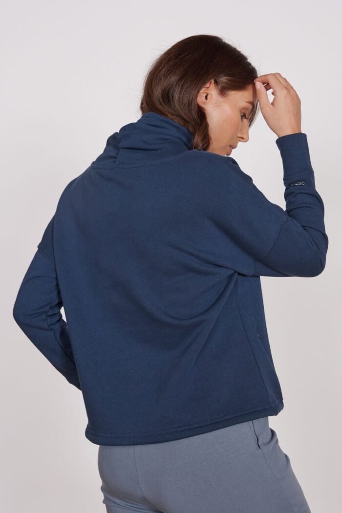 Evelyn Navy Cowl Neck Pullover Top - Image 4