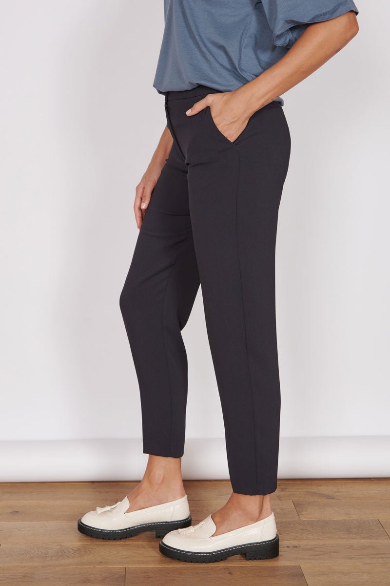 Fran Black Tapered Leg Tailored Trousers - Image 3