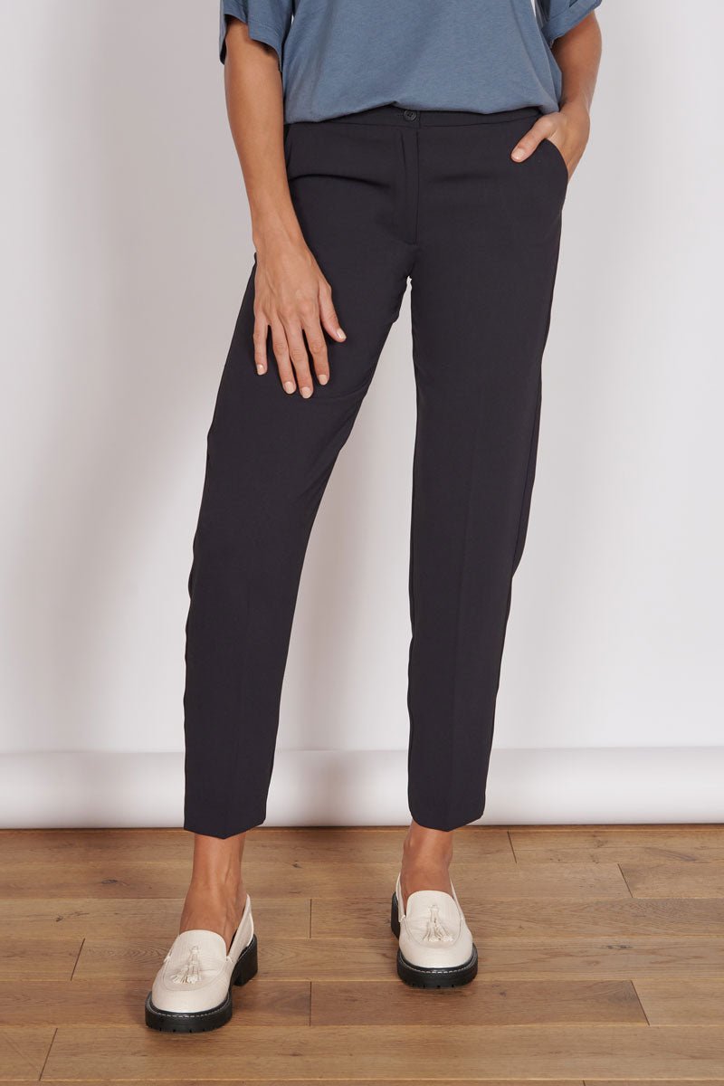 Fran Black Tapered Leg Tailored Trousers - Image 2