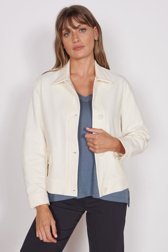 Gaia Cream Oversized Button Up Cropped Jacket - Image 2