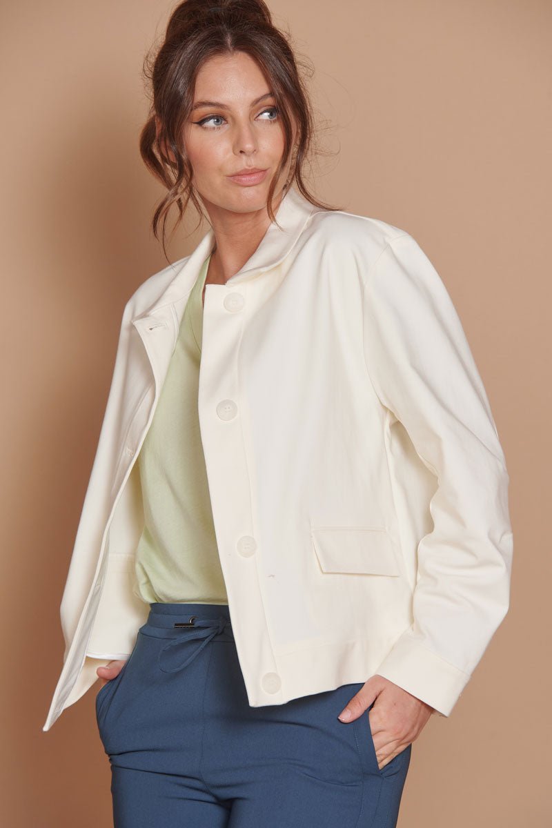 Gaia Cream Oversized Button Up Cropped Jacket