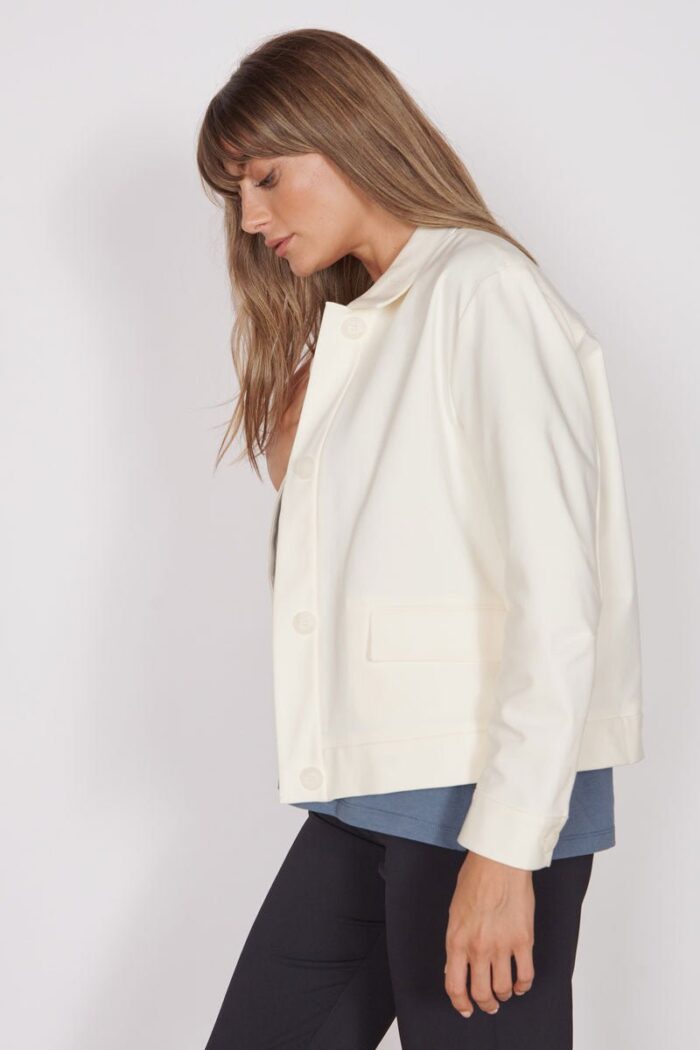 Gaia Cream Oversized Button Up Cropped Jacket - Image 3