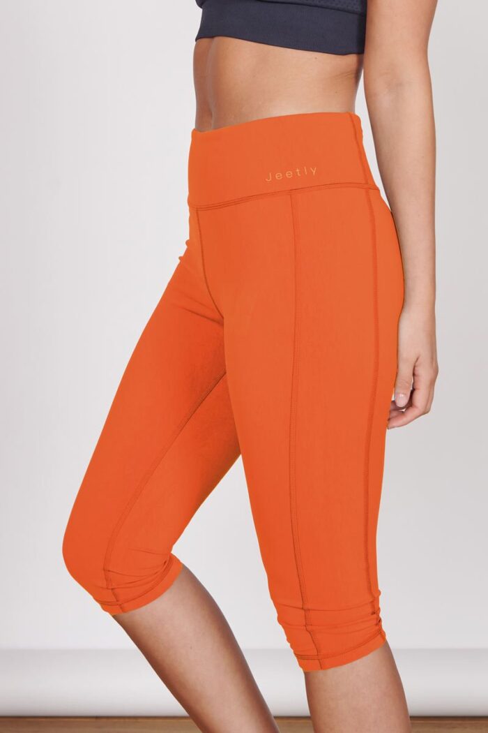 Taylor Orange 3/4 Sports Leggings - Image 2