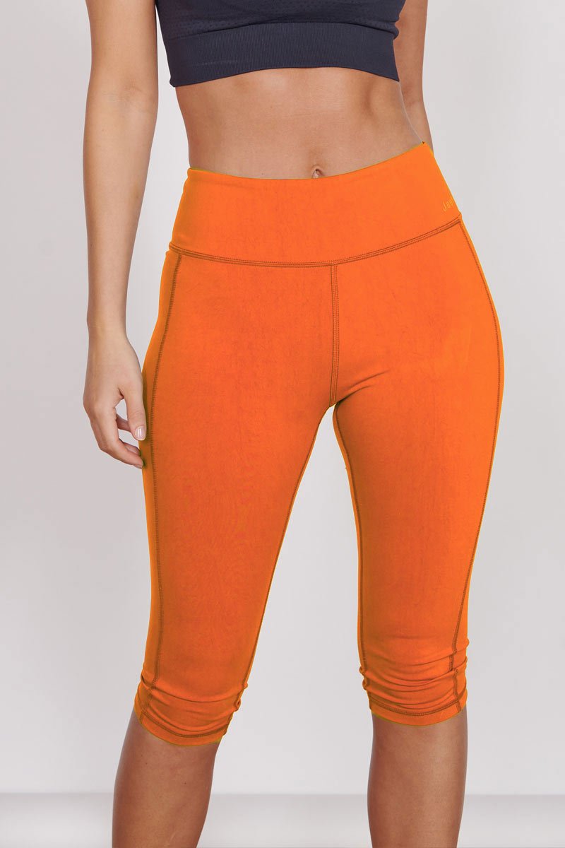 Taylor Orange 3/4 Sports Leggings